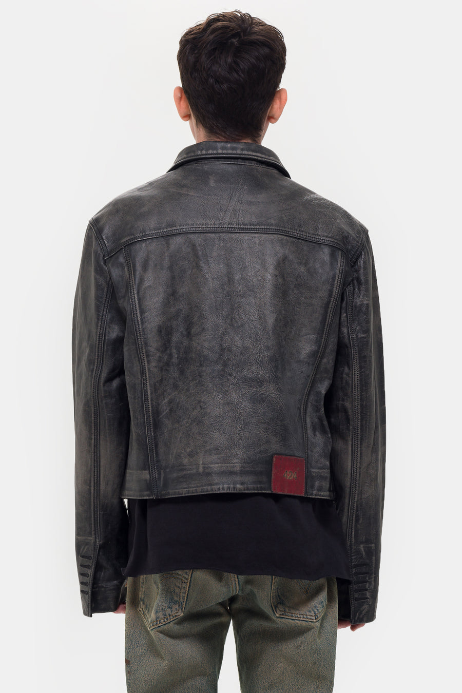424 424 Leather Trucker Jacket in Black - Notre