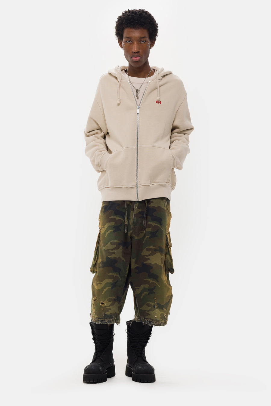 424 Zip Up Hoodie in Tea - Notre