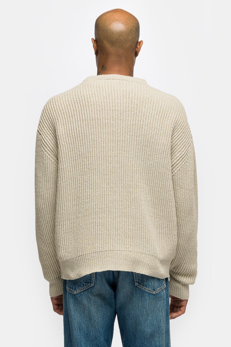 A. Presse Silk Linen Lilian Crew Neck Sweater in Ecru - Notre