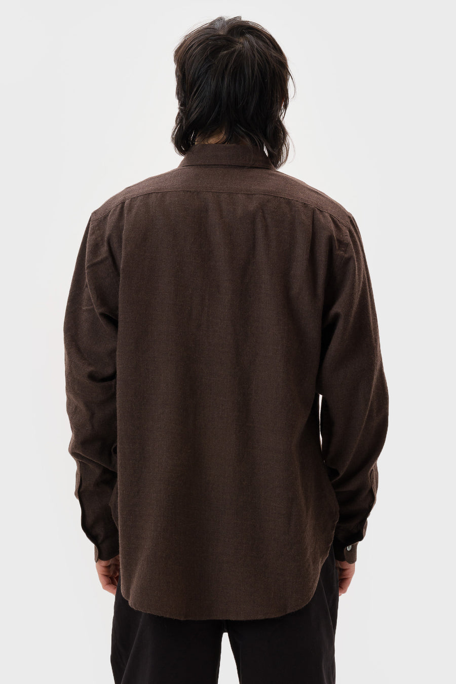Aaron Levine High Twist Italian Wool Shirt in Chocolate - Notre