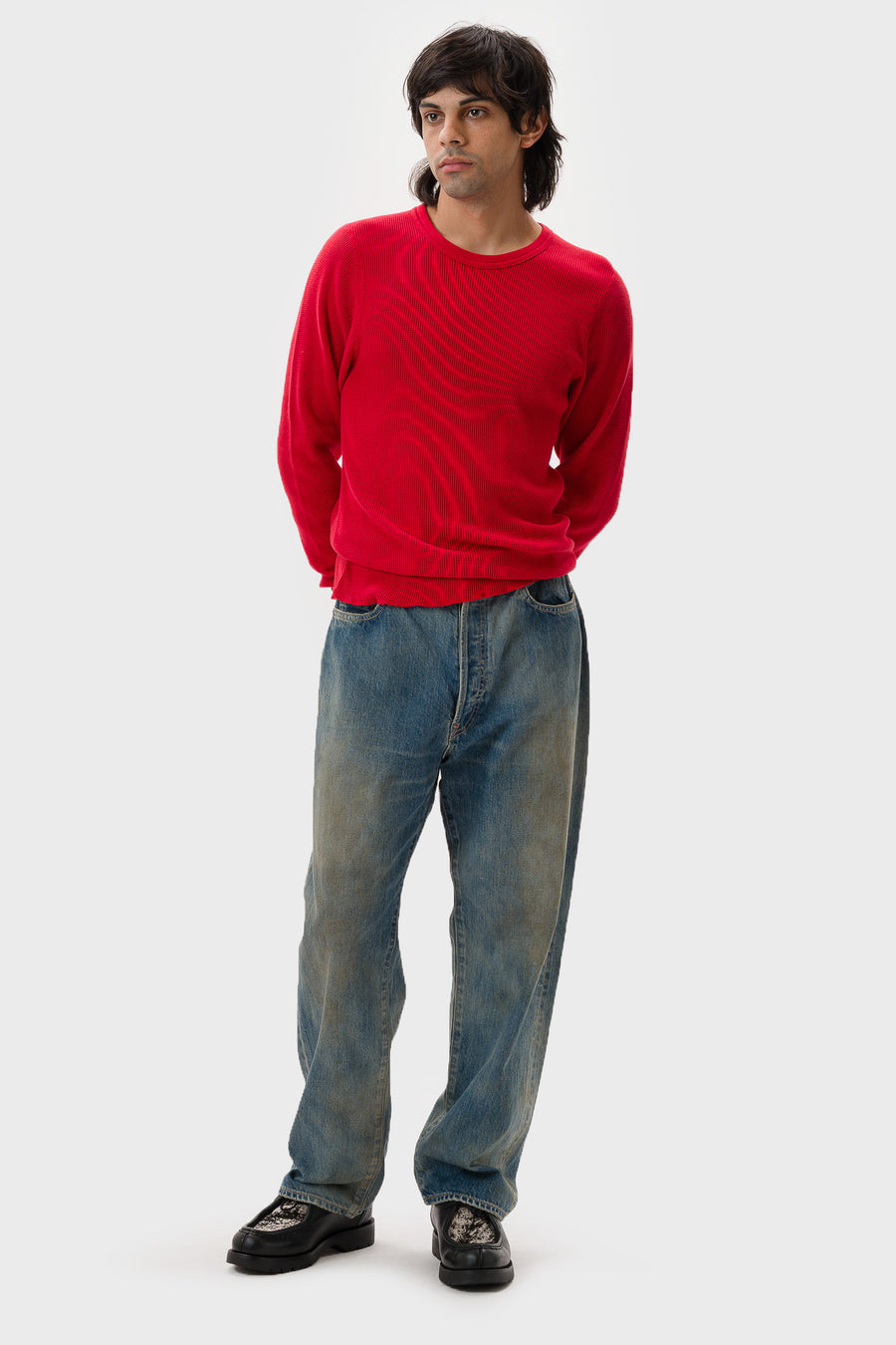 Aaron Levine Longsleeve Thermal in Red - Notre