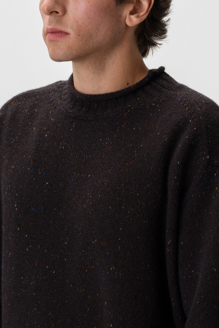 Aaron Levine Merino Rollneck Sweater in Espresso - Notre