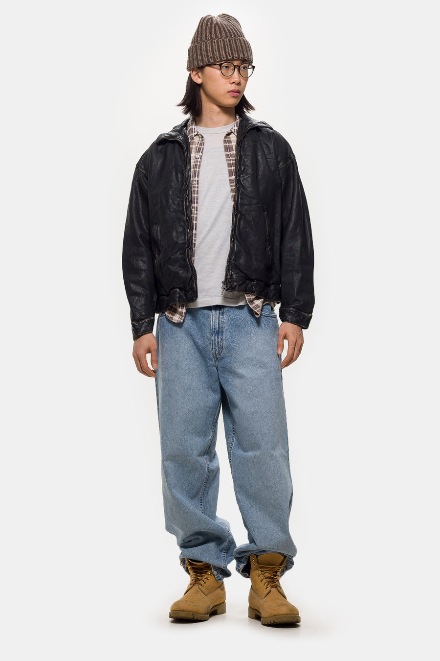 Beams Aging Leather Blouson in Black - Notre