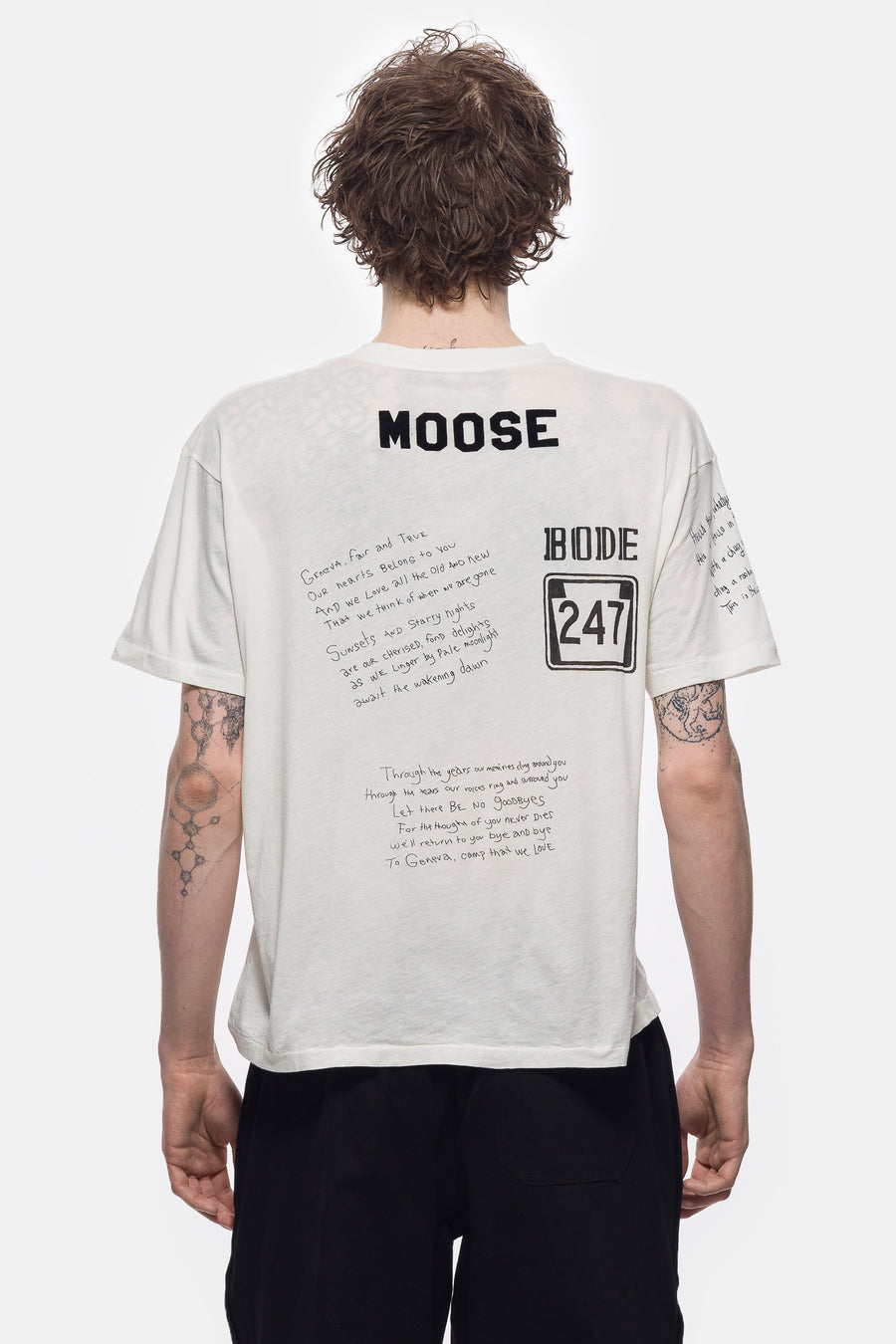 Bode Camp Crest T-Shirt in Cream - Notre