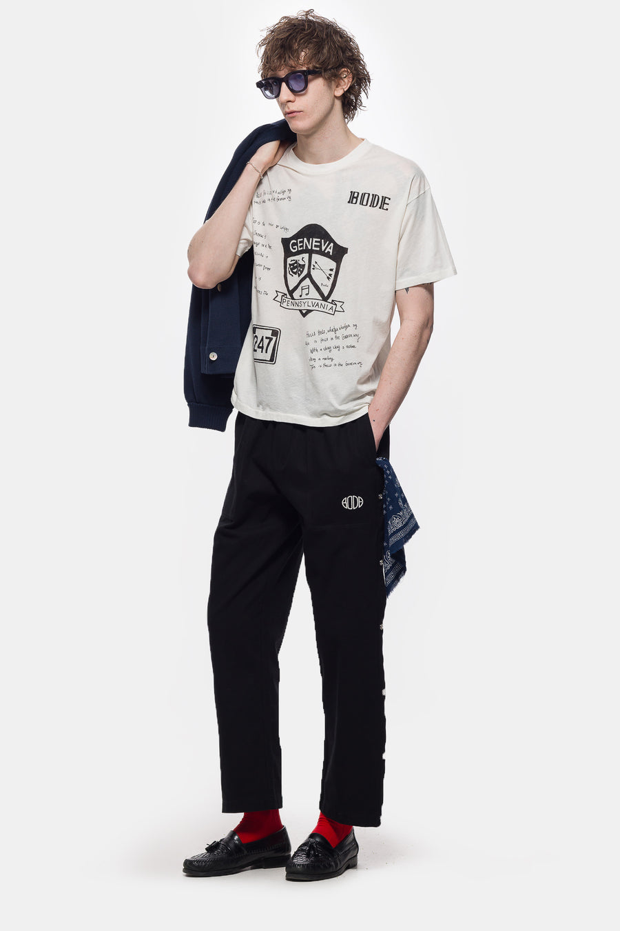 Bode Camp Crest T-Shirt in Cream - Notre