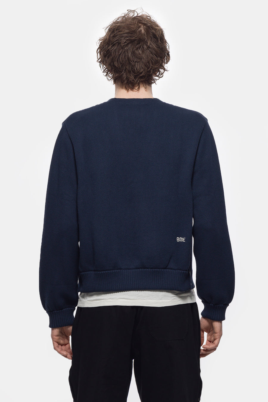 Bode Double Breasted Cardigan in Navy - Notre