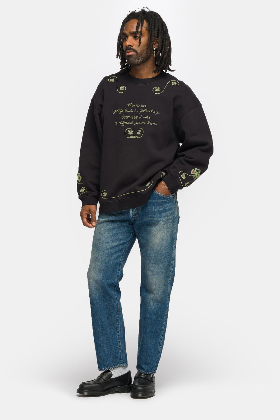 Bode Lucky Draw Pullover in Black - Notre