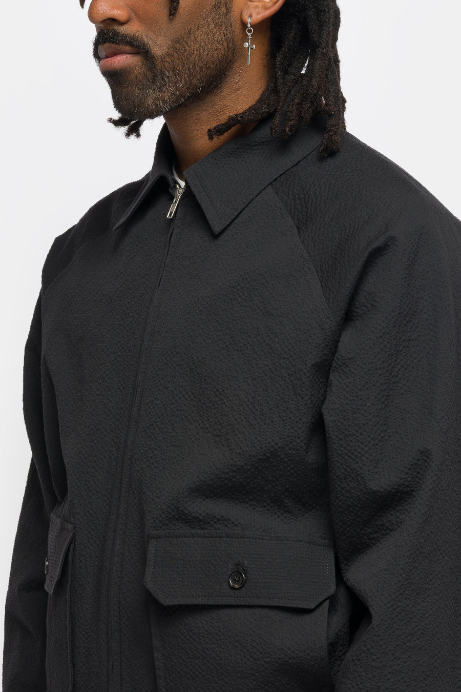 Bode Seersucker Coach Jacket in Dark Navy - Notre