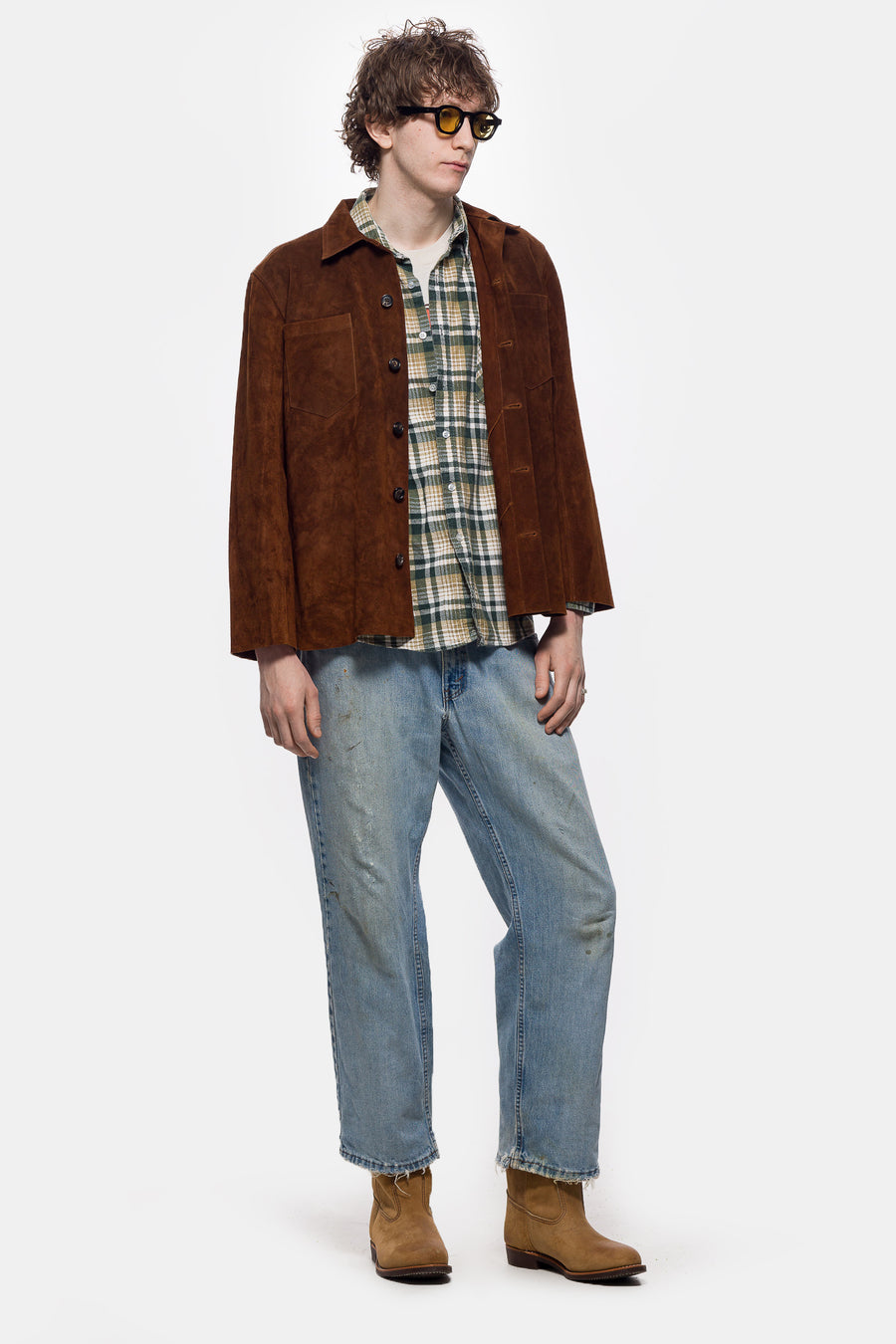 Bode Suede Over Shirt in Brown - Notre