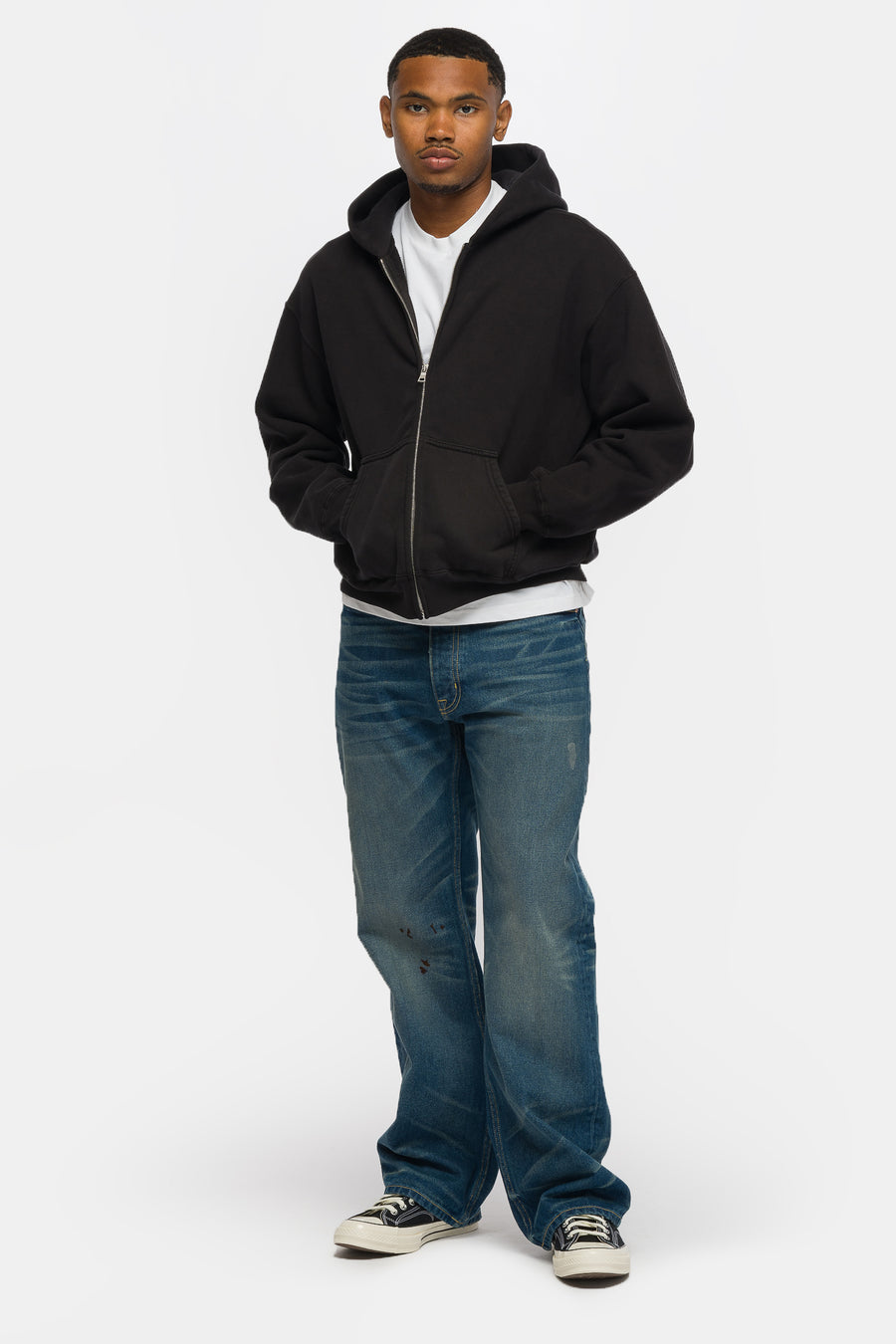 Bare Knuckles Basics Zip Hoodie in Aged Black - Notre
