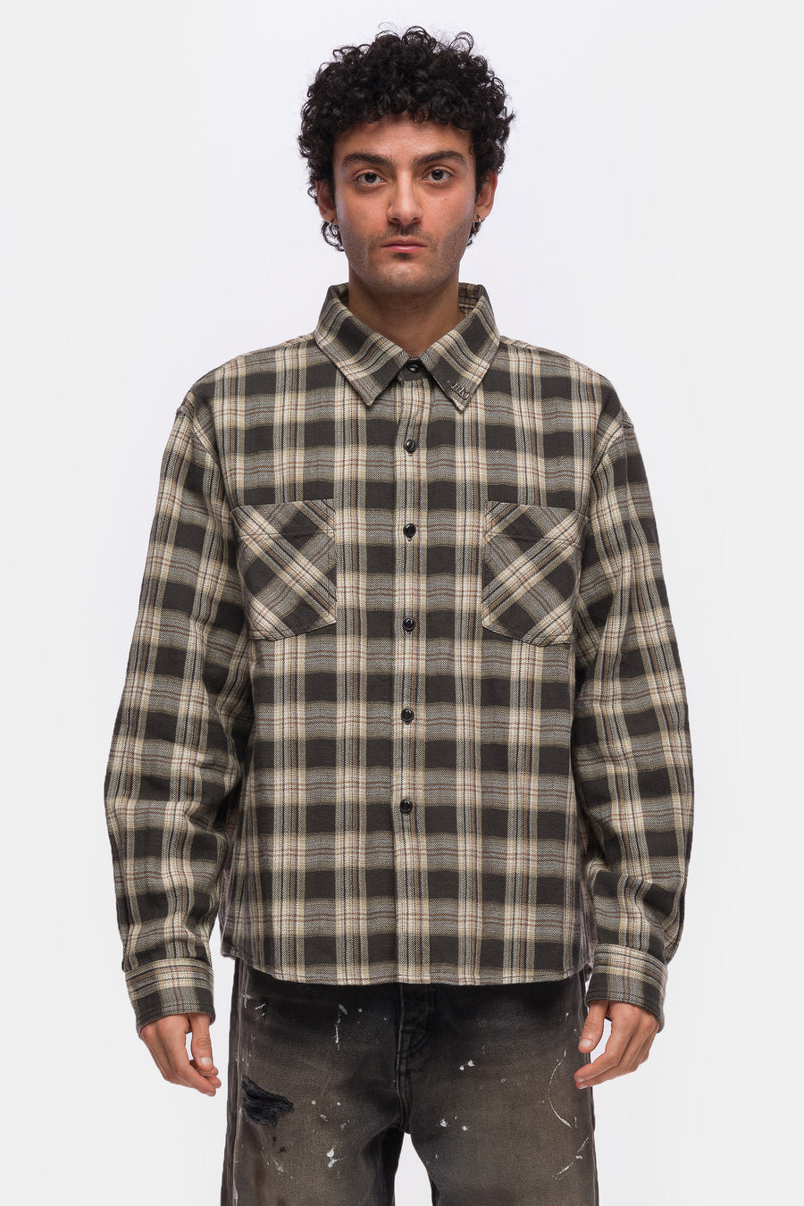 Bare Knuckles Eddie L/S Flannel in Black Plaid - Notre