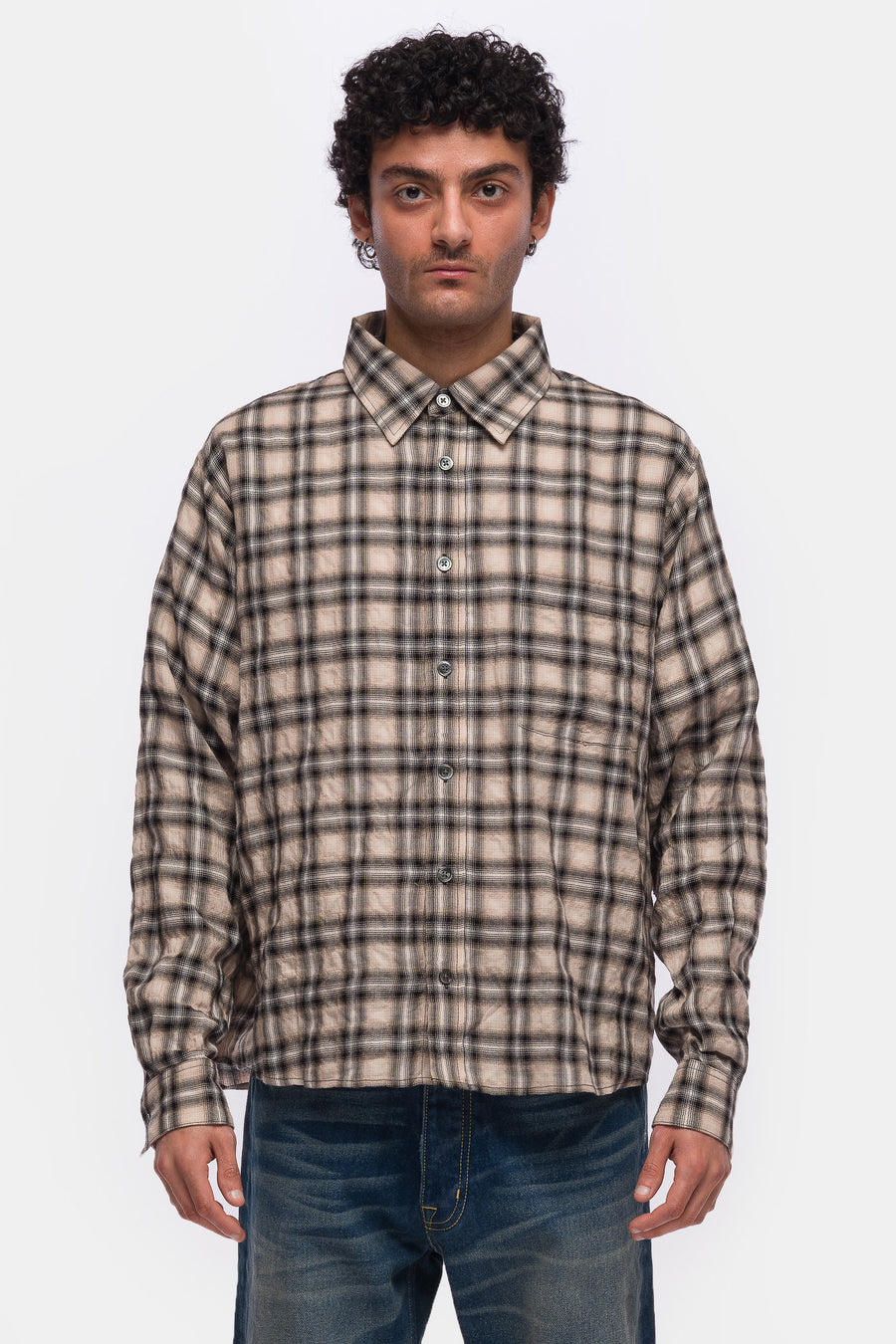 Bare Knuckles Eddie L/S Shirt in Black Crinkle - Notre