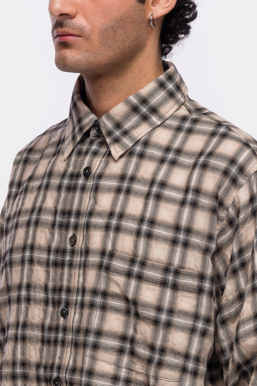 Bare Knuckles Eddie L/S Shirt in Black Crinkle - Notre