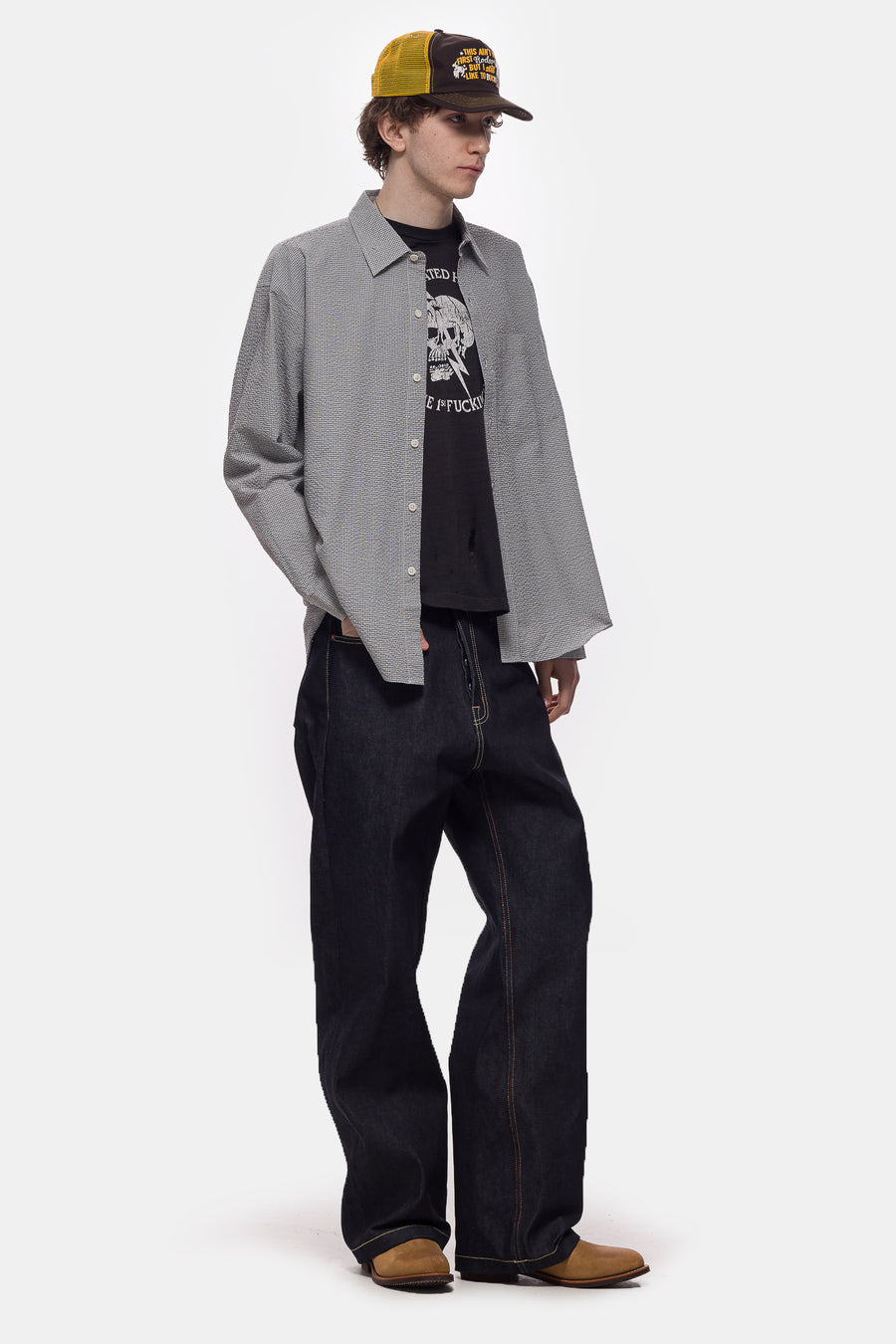 Bare Knuckles Javier Wide Leg Selvedge Jean in Indigo Blue - Notre