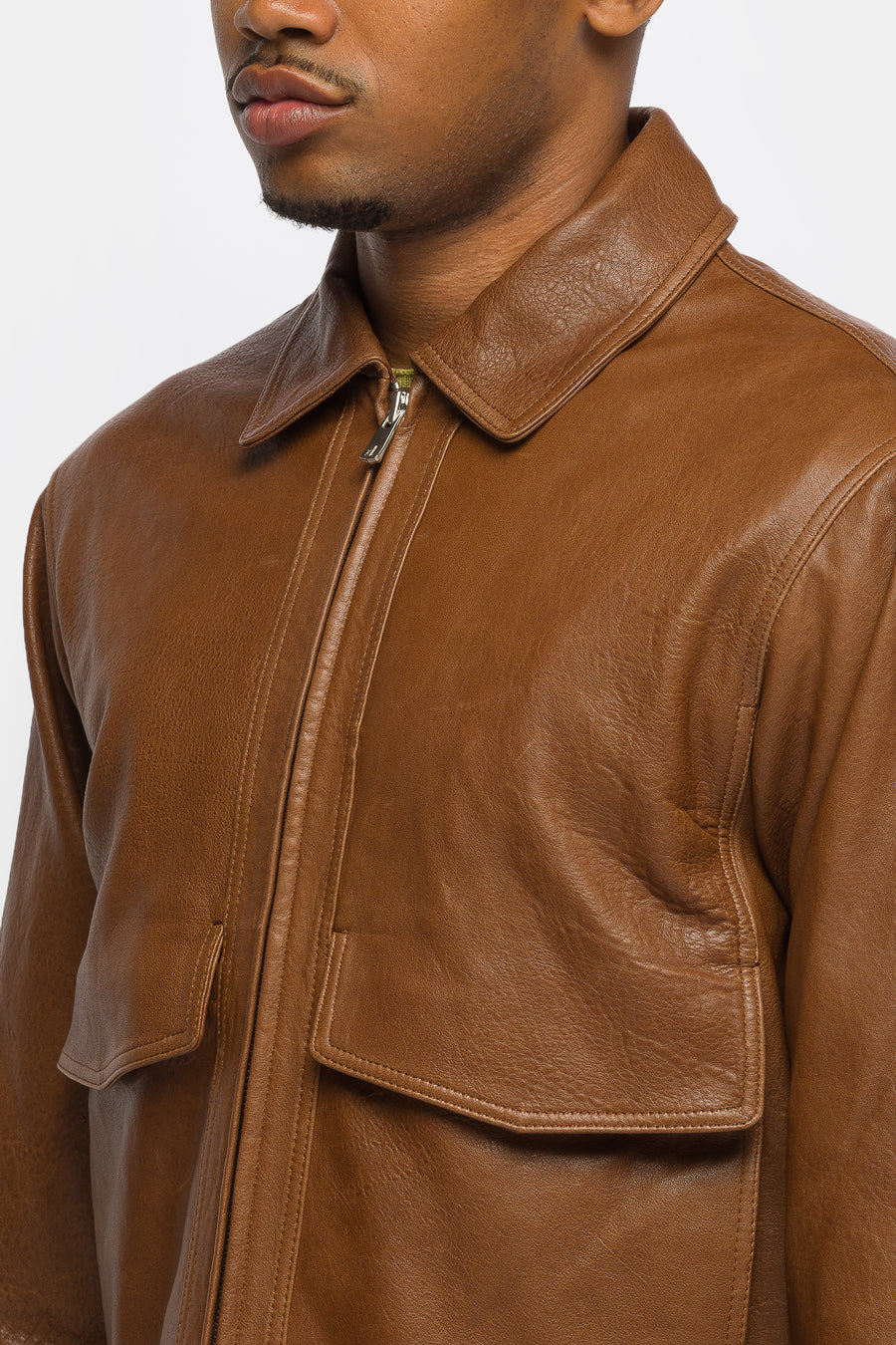 Bare Knuckles Leather Cruiser Jacket in Saddle Brown - Notre