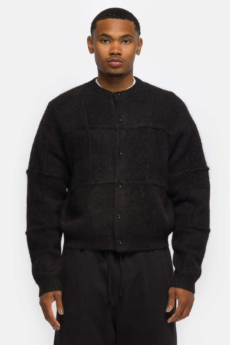 Bare Knuckles Tinsley Alpaca Cardigan in Caviar - Notre