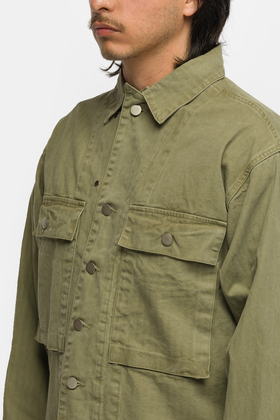 Basketcase Gallery Beatnik V2 Button Up Shirt in Military Green - Notre
