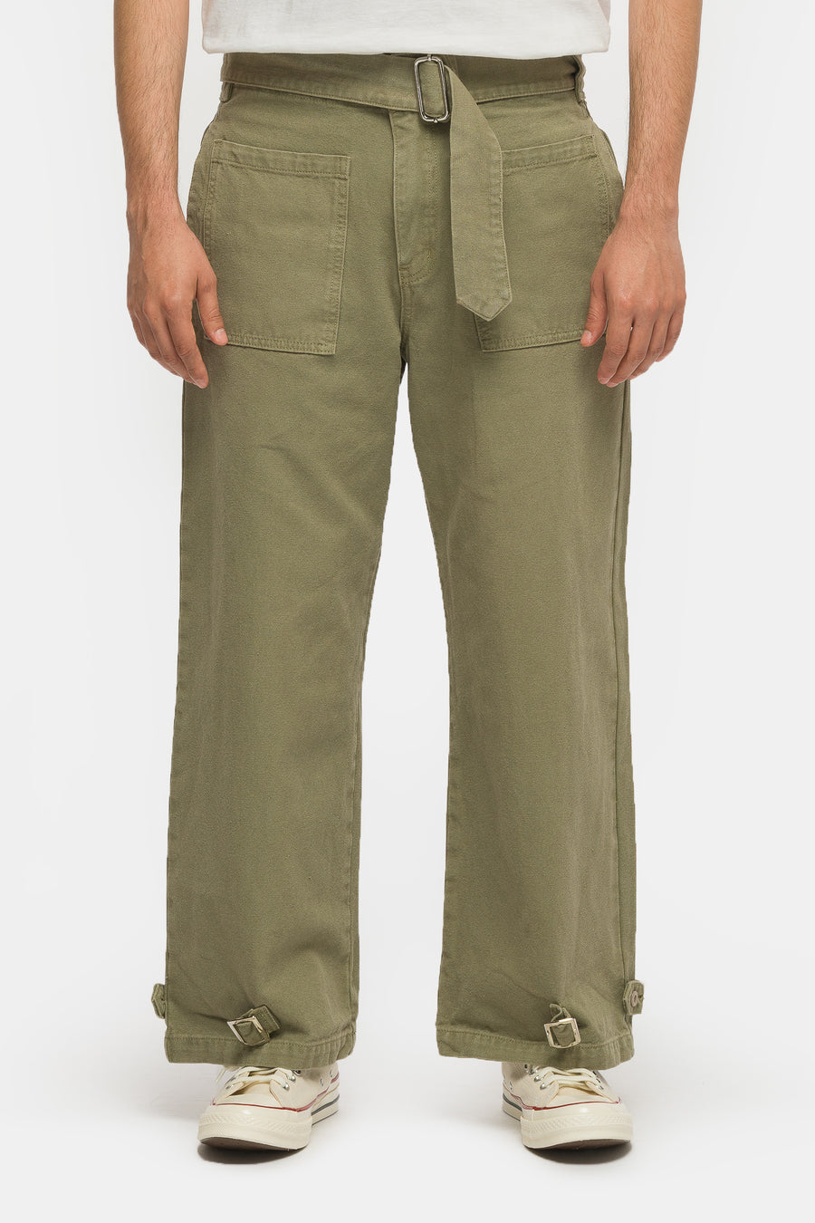 Basketcase Gallery Belted Fatigue Pant in Military Green - Notre