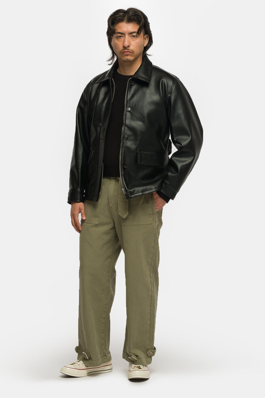 Basketcase Gallery Belted Leather Jacket in Black - Notre