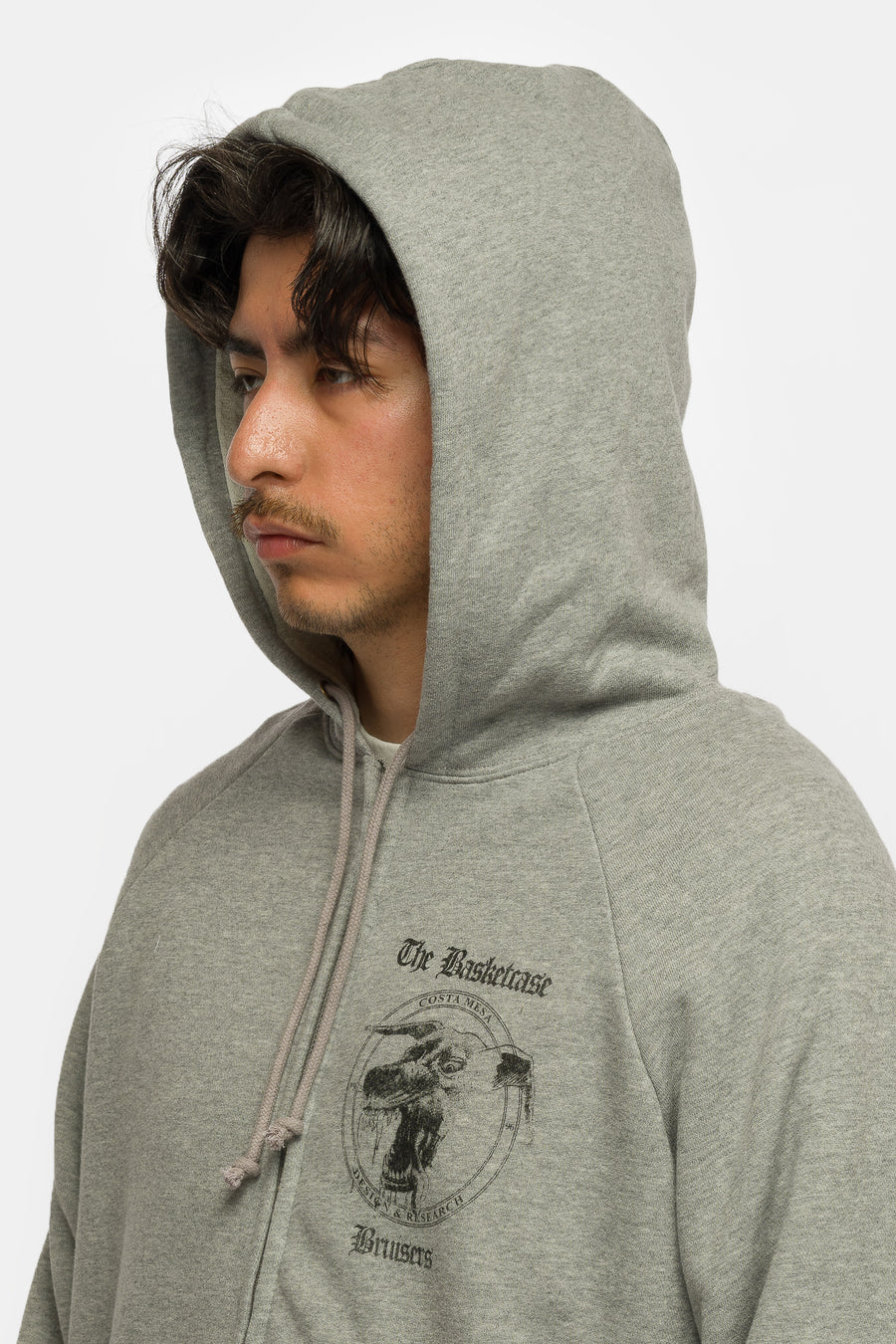 Basketcase Gallery Bruisers Thermal Lined Zip Up Hoodie in Grey - Notre