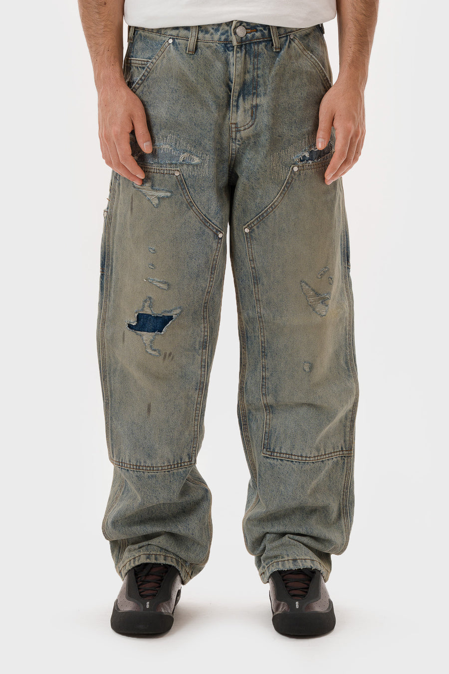 Basketcase Gallery Hench Double Knee Pant in Light Wash - Notre