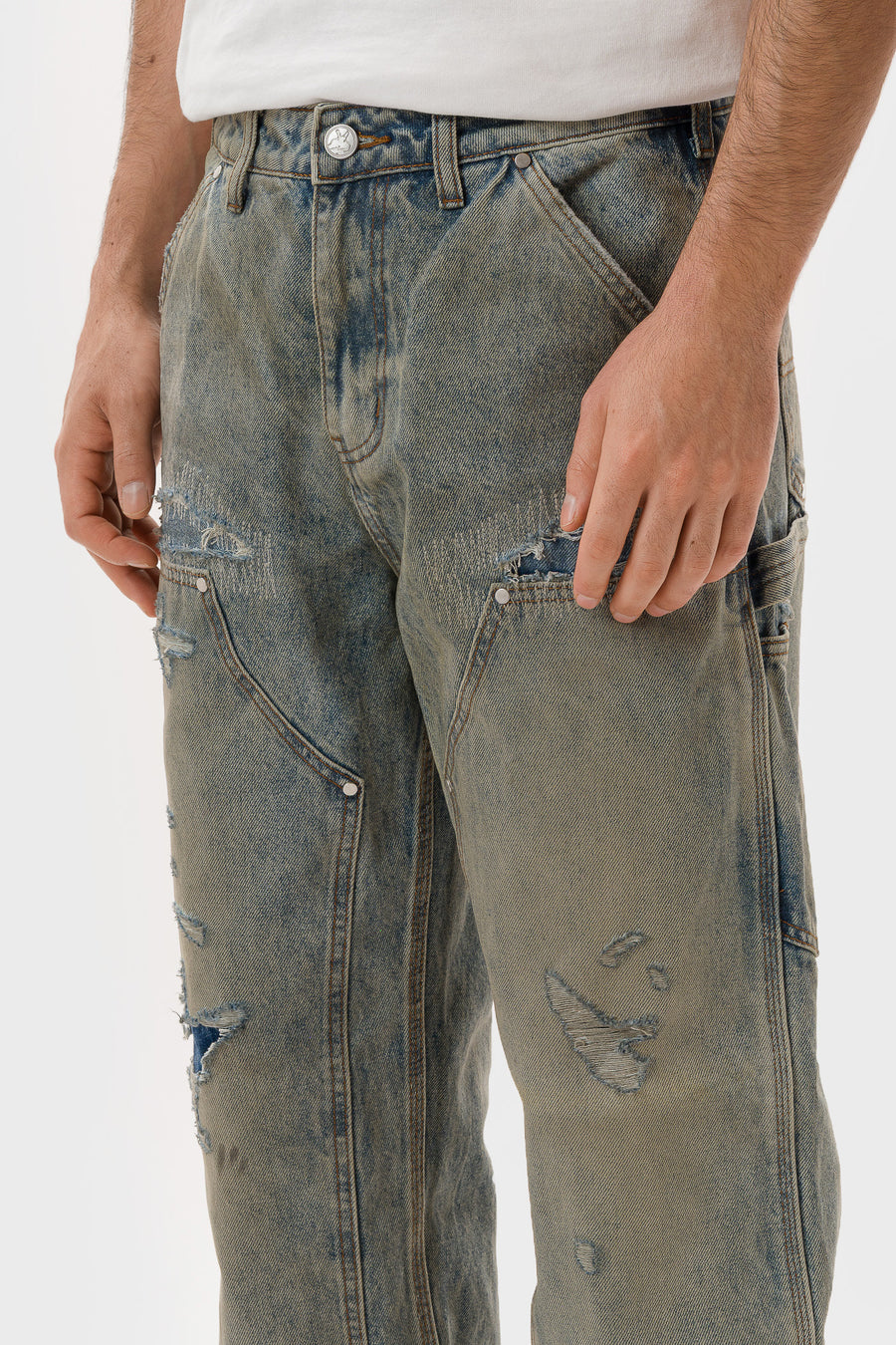 Basketcase Gallery Hench Double Knee Pant in Light Wash - Notre