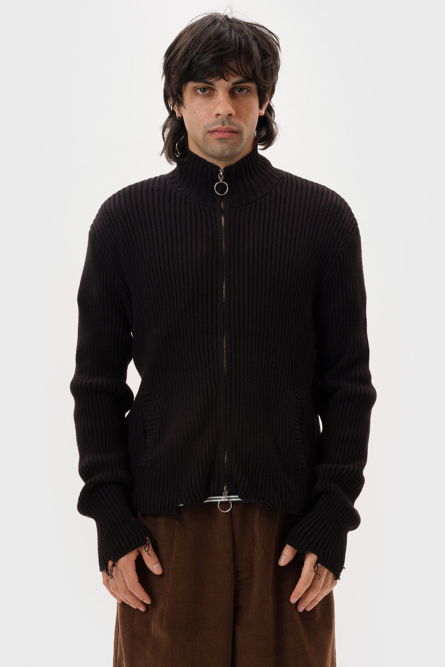 Basketcase Gallery Hench Knit Zip Sweater in Black - Notre