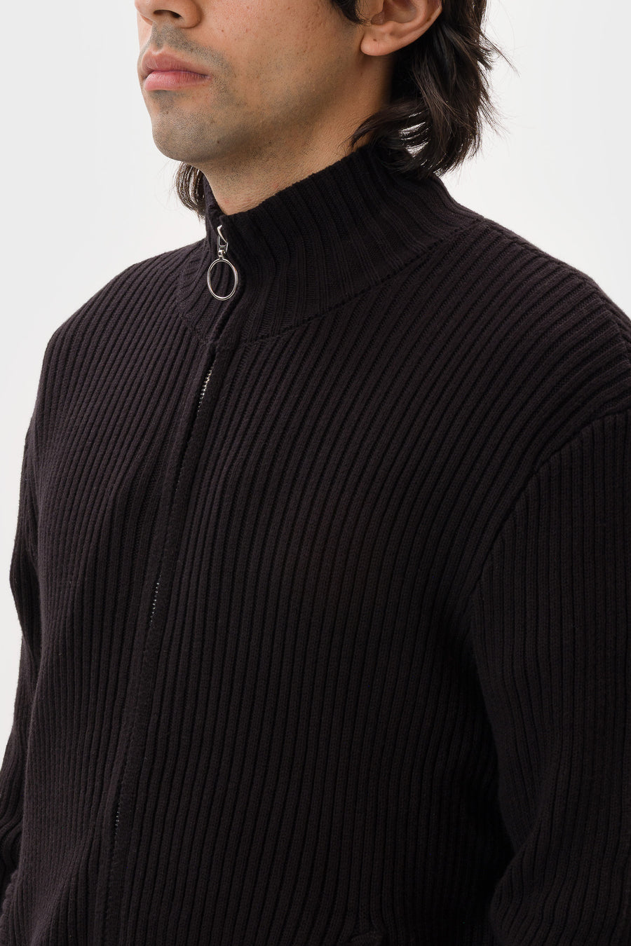Basketcase Gallery Hench Knit Zip Sweater in Black - Notre