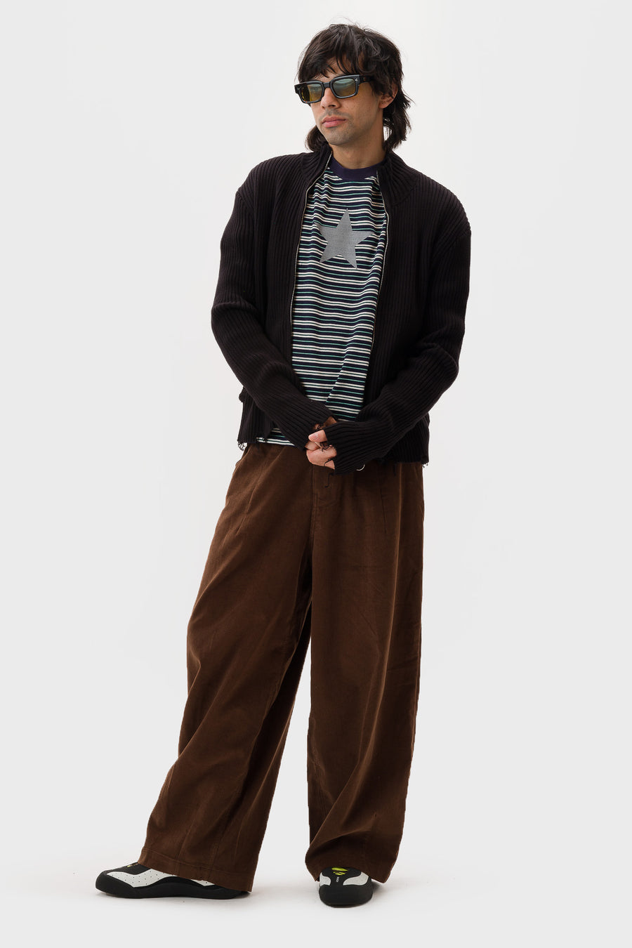 Basketcase Gallery Hench Knit Zip Sweater in Black - Notre