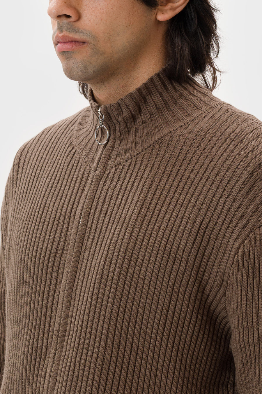 Basketcase Gallery Hench Knit Zip Sweater in Olive - Notre