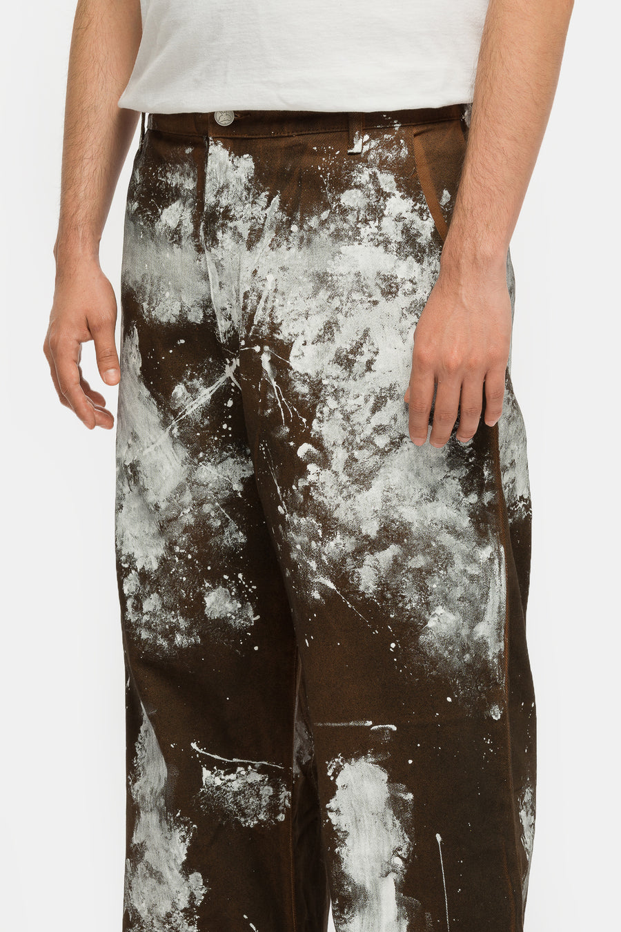 Basketcase Gallery Hench Paint Splatter Work Pant in Brown - Notre