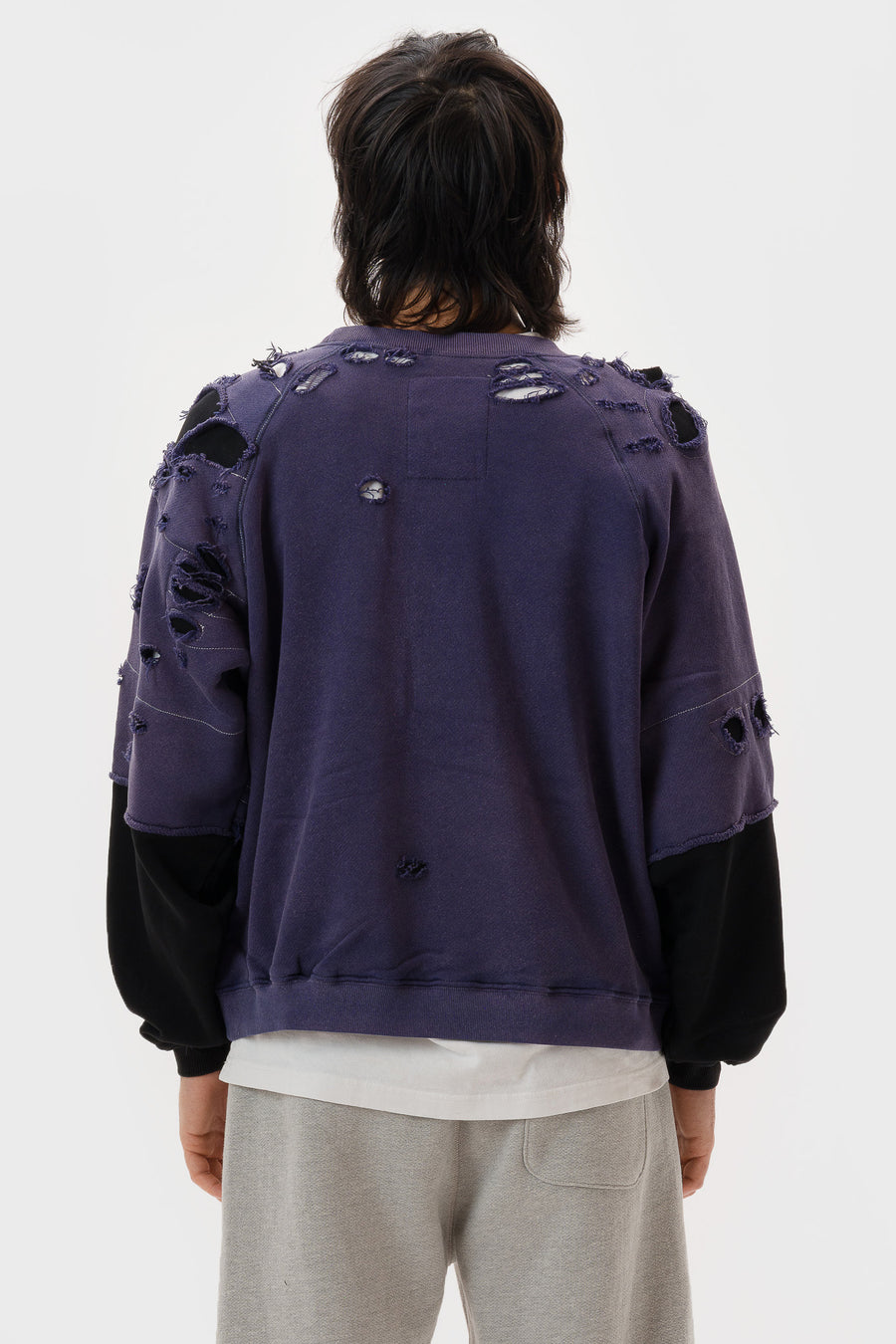 Basketcase Gallery Hench Repaired Crewneck in Washed Navy/Black - Notre