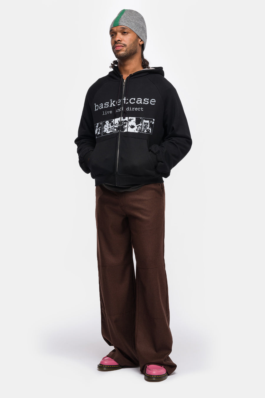 Basketcase Gallery Scar Thermal Line Zip Hoodie in Black - Notre