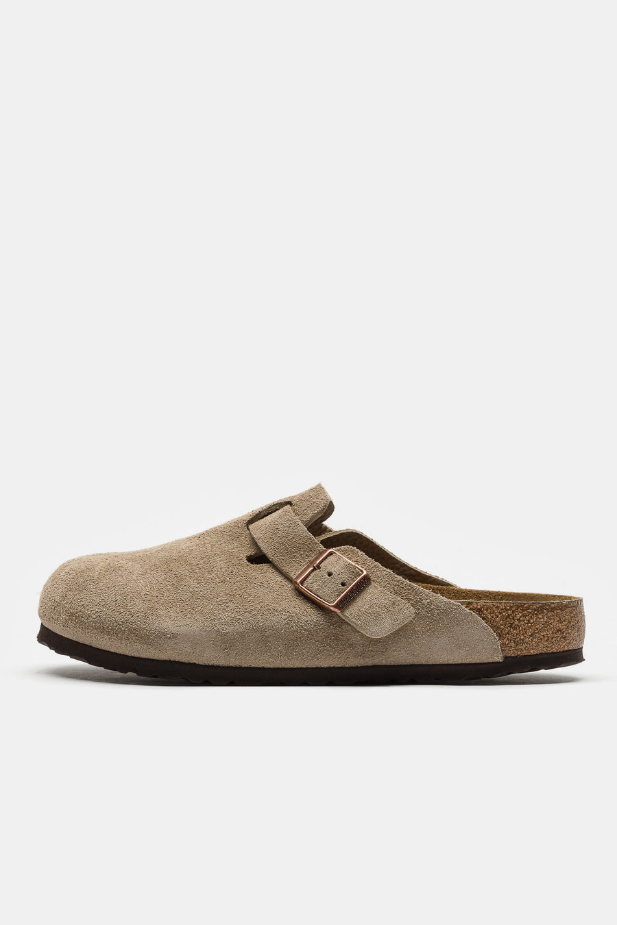 Birkenstock Boston Suede Soft Footbed Mule in Taupe - Notre