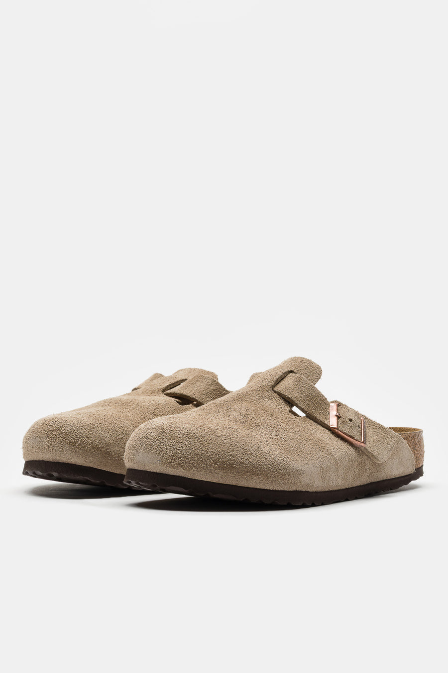 Birkenstock Boston Suede Soft Footbed Mule in Taupe - Notre