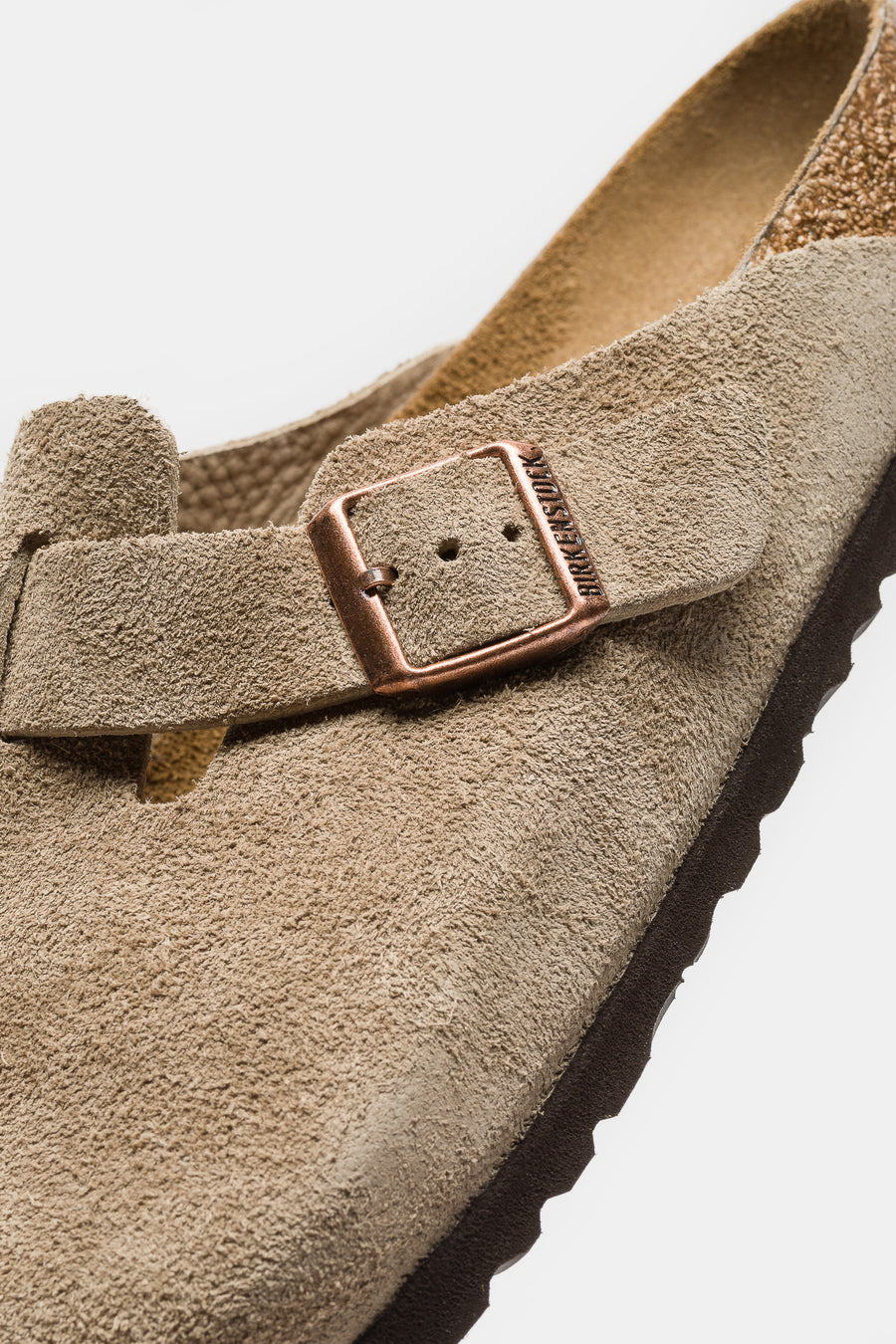 Birkenstock Boston Suede Soft Footbed Mule in Taupe - Notre