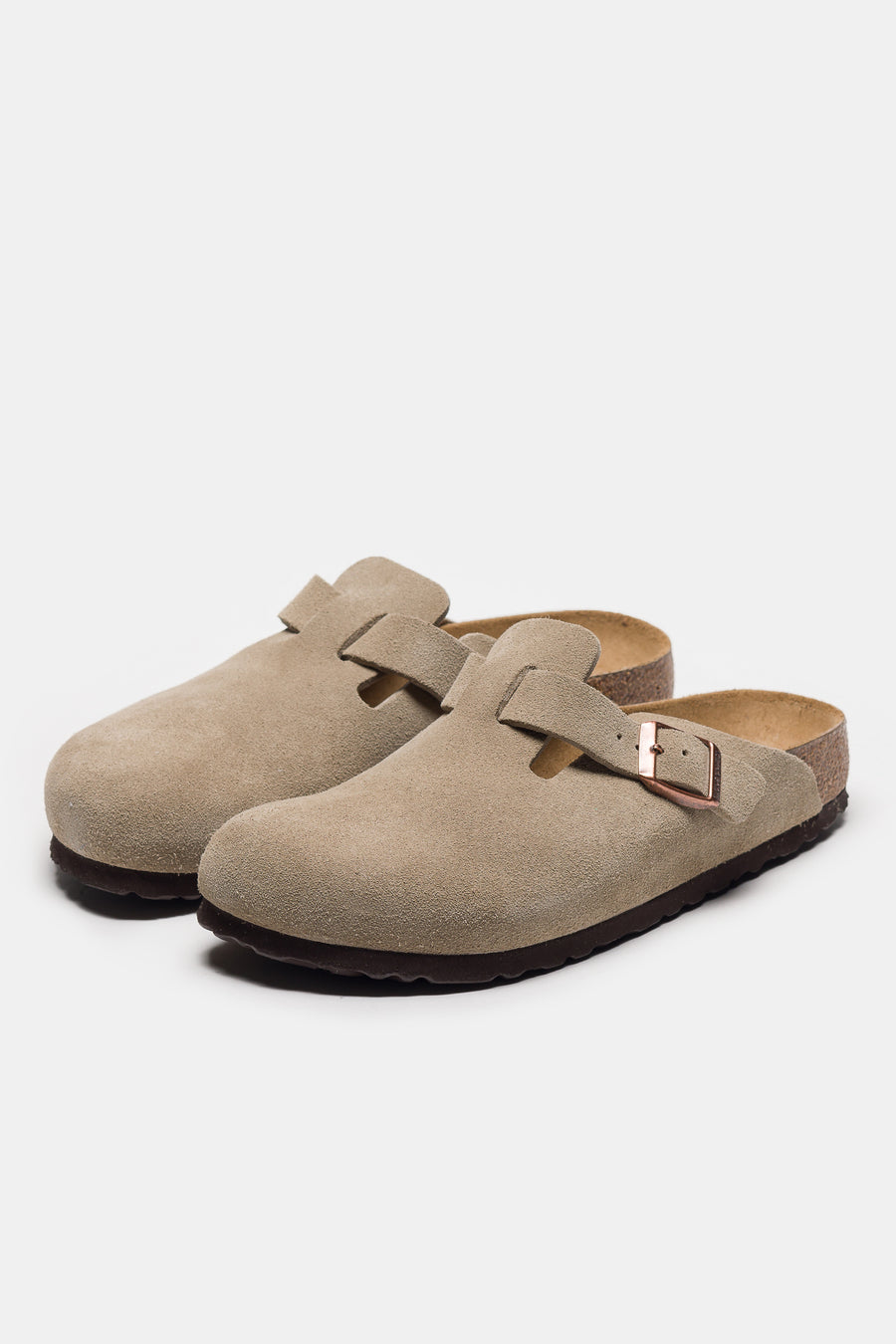 Birkenstock Boston Narrow Fit Mule in Taupe - Notre