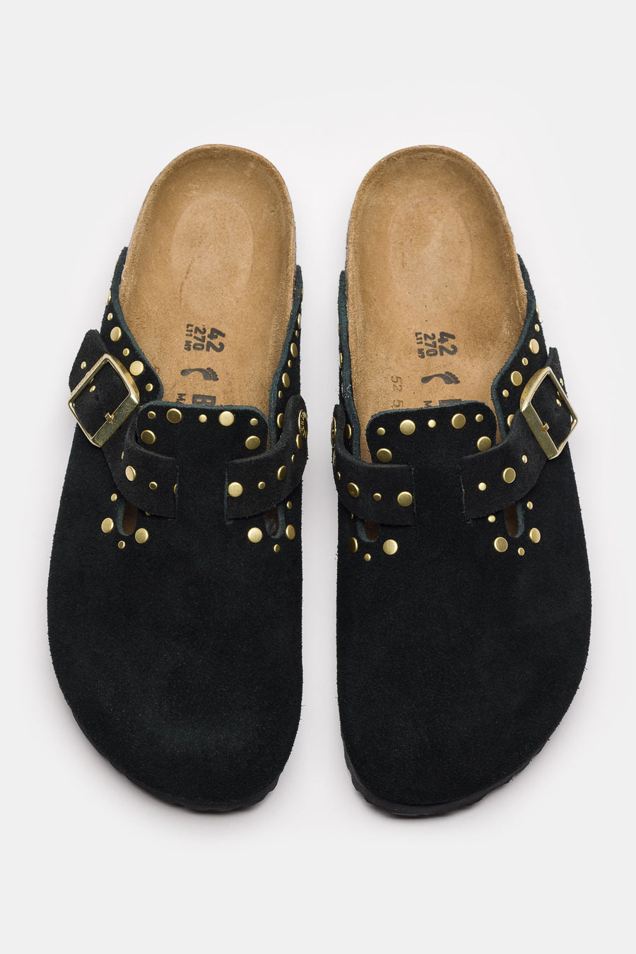 Birkenstock Boston Rivet Clog in Black Suede - Notre