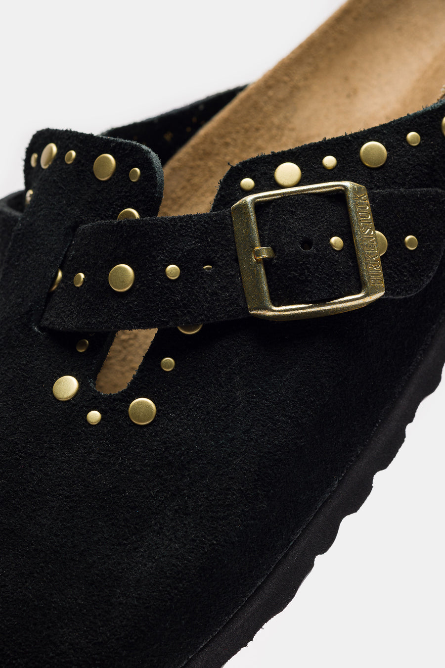 Birkenstock Boston Rivet Clog in Black Suede - Notre