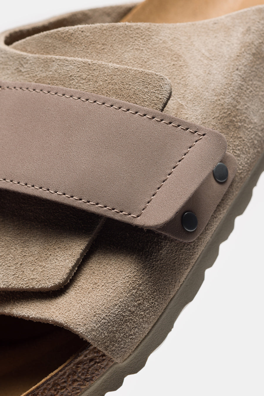 Birkenstock Kyoto Nubuck/Suede Leather Slides in Taupe - Notre