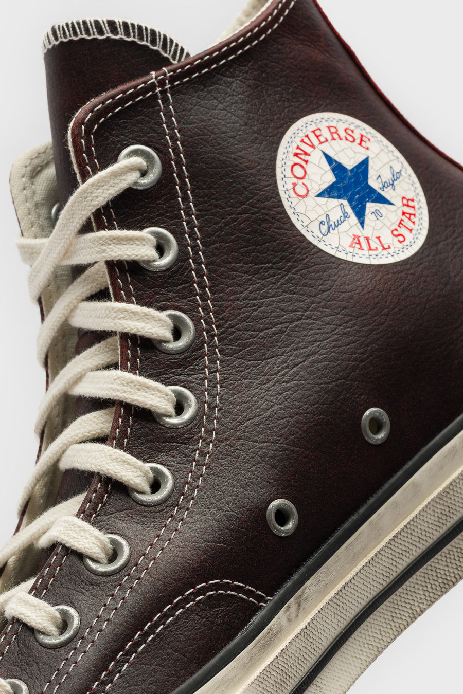 Converse Chuck 70 Burnished Leather Sneaker in Brick Snack/Egret/Blue - Notre
