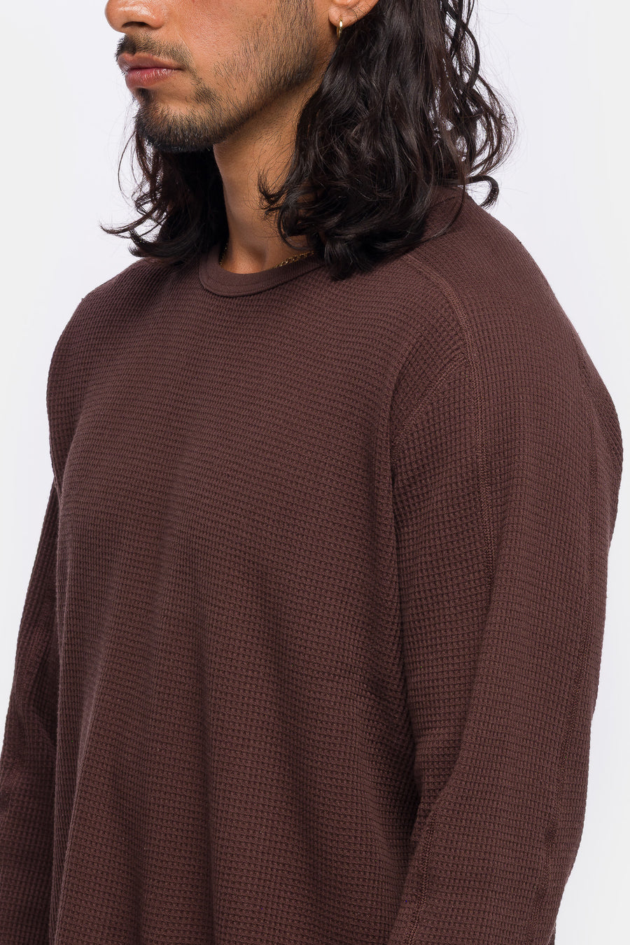 District Vision Long Sleeve Waffle T-Shirt in Umber - Notre