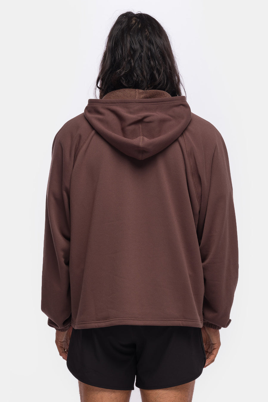 District Vision Open Neck French Terry Hoodie in Umber - Notre