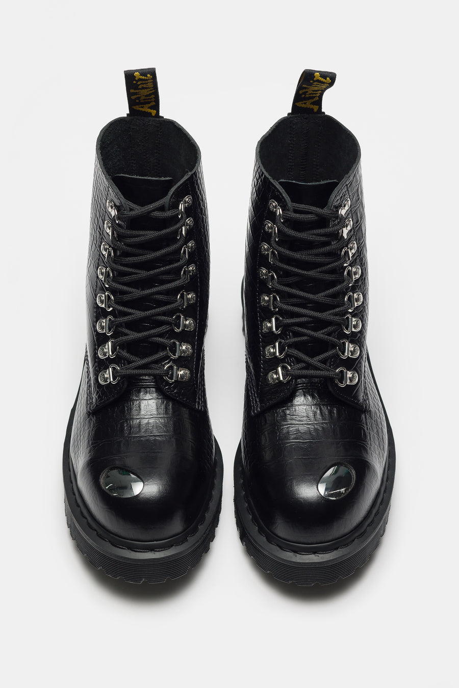 Dr. Martens 1460 Pascal Steel Toe Croc Emboss Analine Boot in Black - Notre