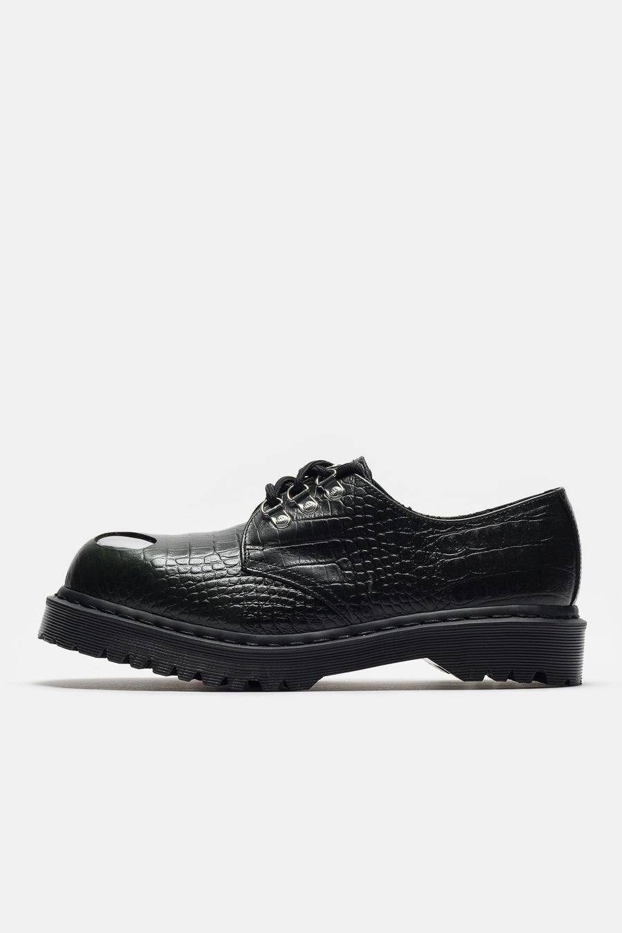 Dr. Martens 1461 Steel Toe Croc Emboss Shoe in Forest Green - Notre