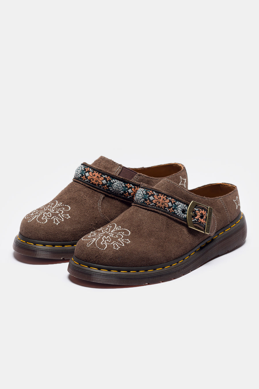 Dr. Martens Isham Suede Jacquard Mule in Brown - Notre