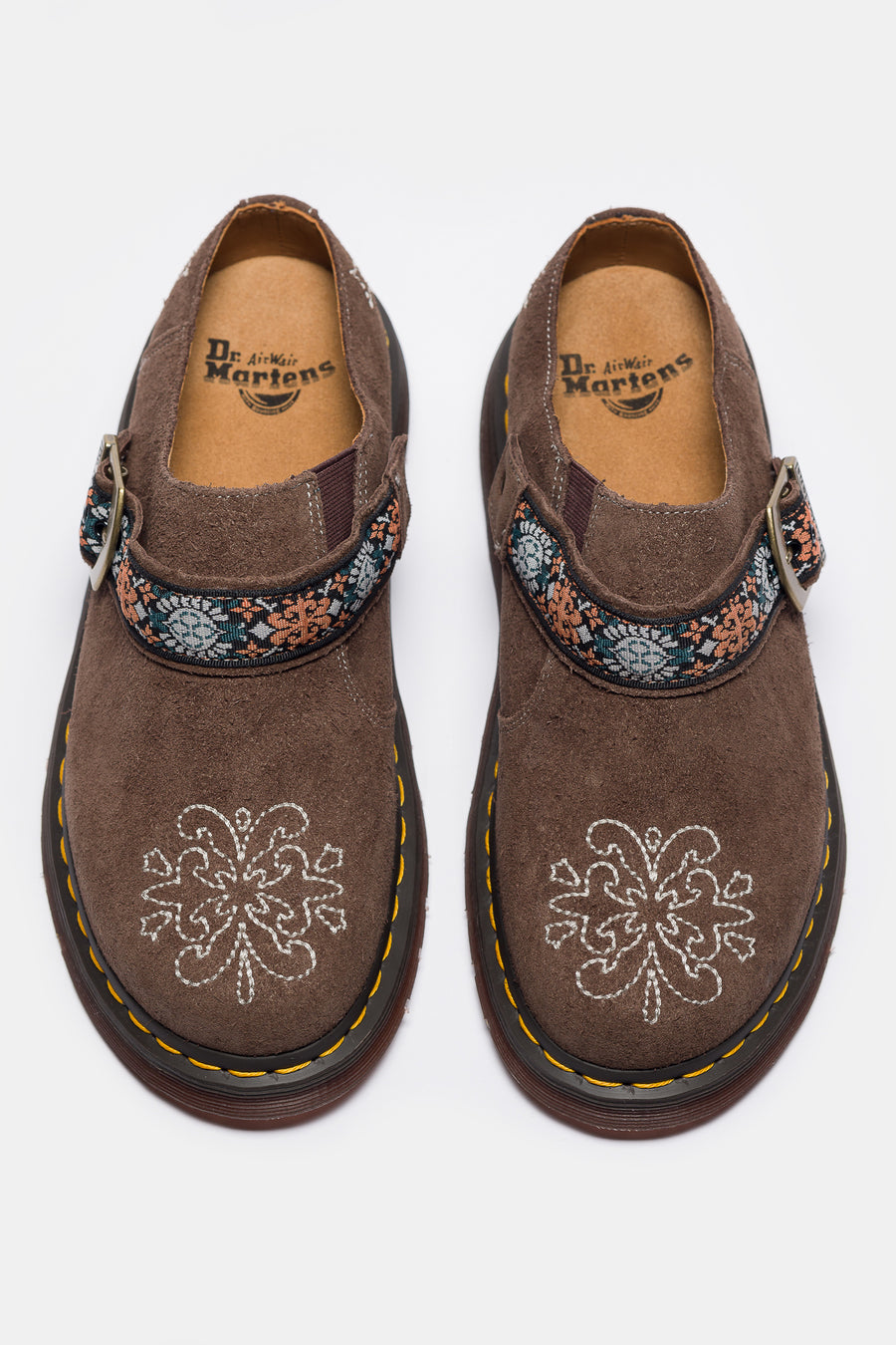 Dr. Martens Isham Suede Jacquard Mule in Brown - Notre