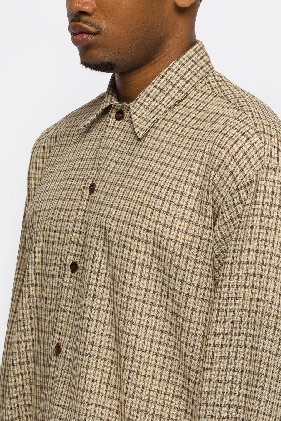 Estudio Niksen Checkered Boxy Shirt in Cream - Notre