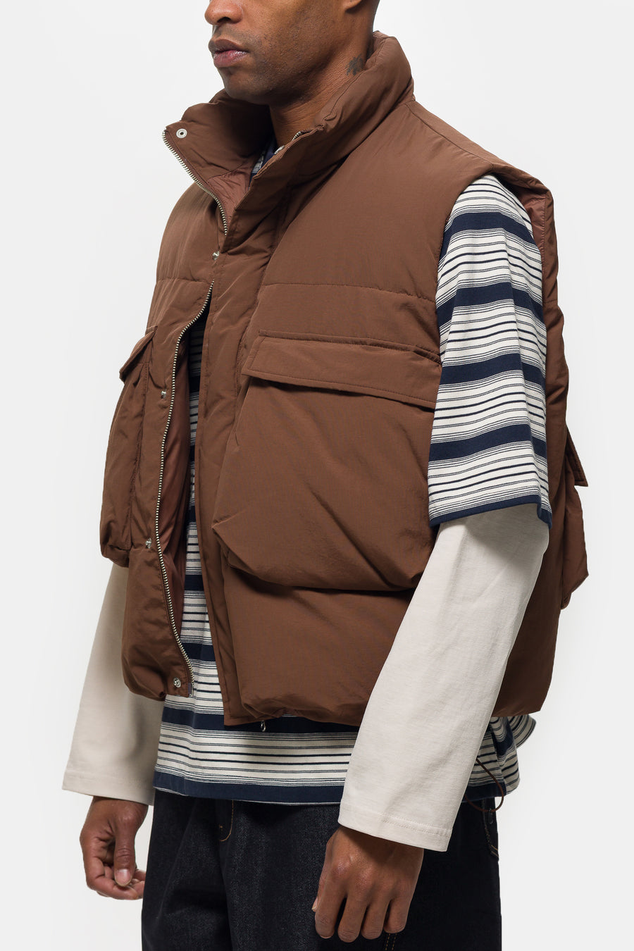 Estudio Niksen Down Puffer Vest in Dark Brown - Notre