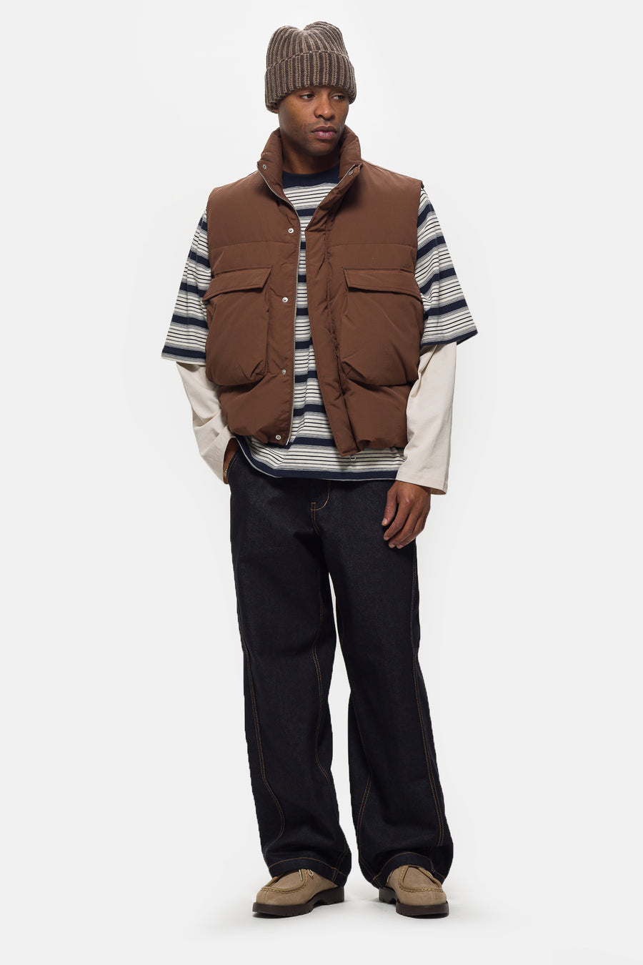 Estudio Niksen Down Puffer Vest in Dark Brown - Notre